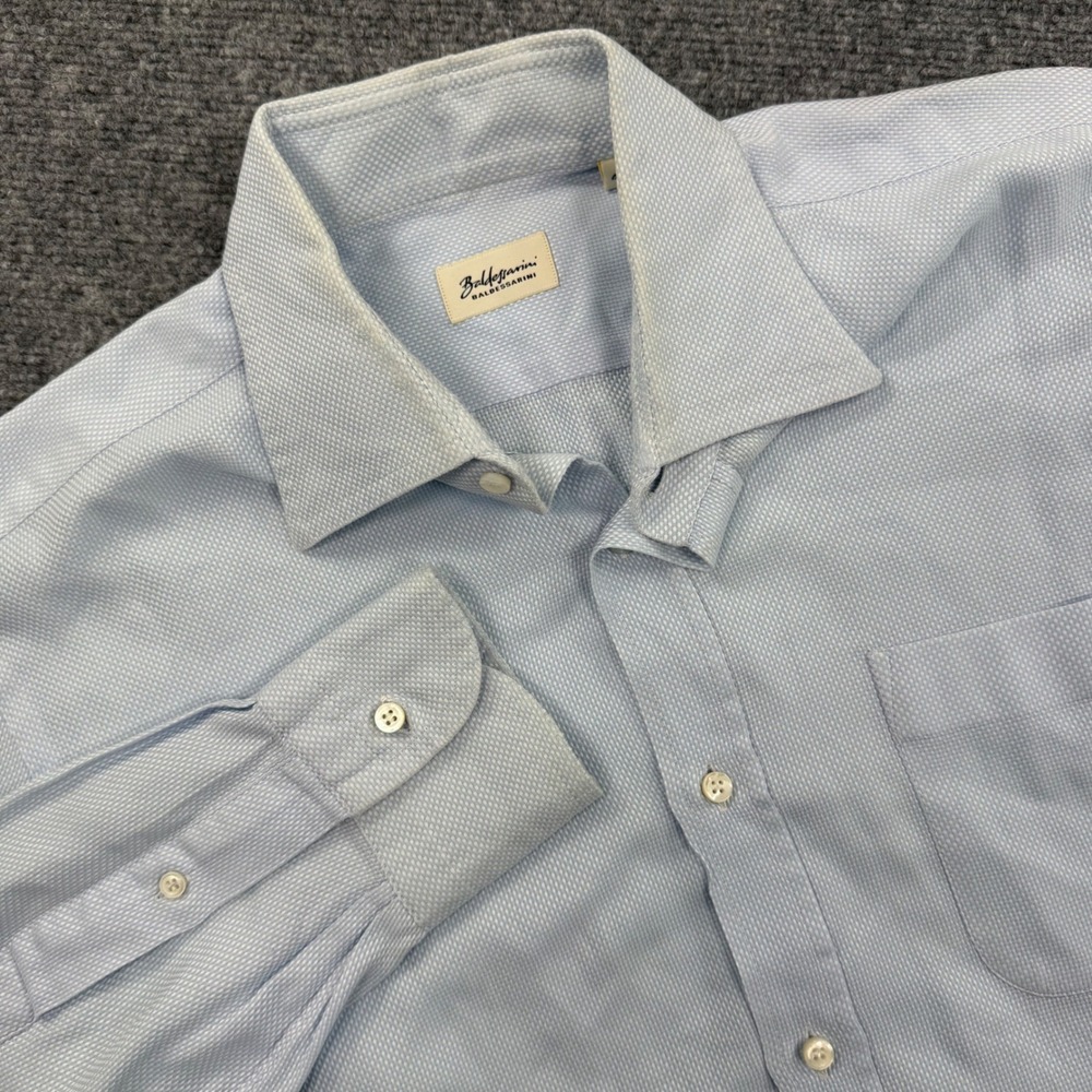 Baldessarini Men's Light Blue Textured Dress Shirt Size 42 Flaw